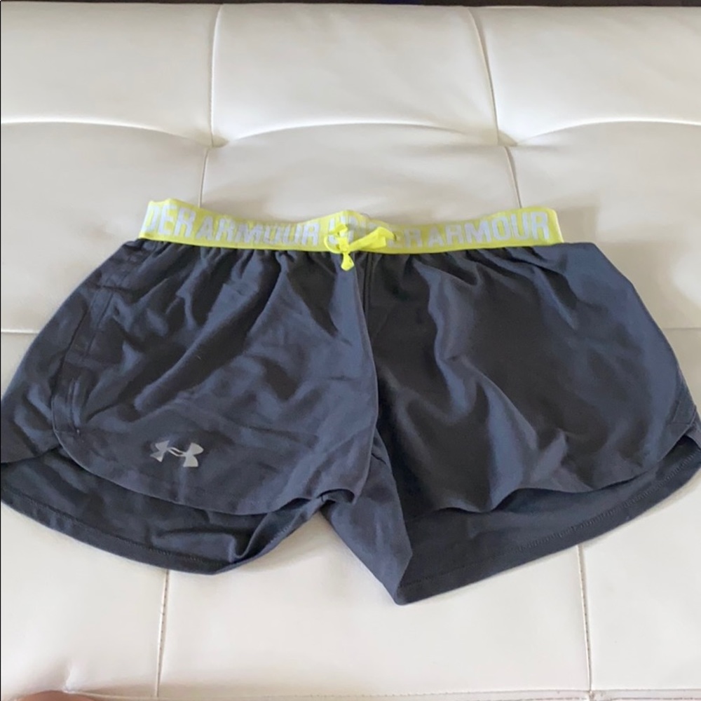 Grey + Yellow Under Armour Athletic Running Shorts